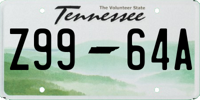 TN license plate Z9964A