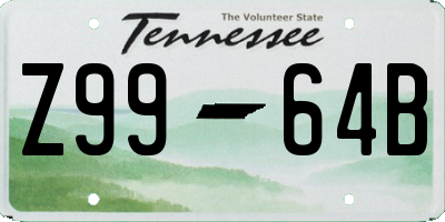 TN license plate Z9964B