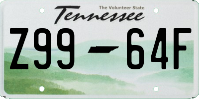 TN license plate Z9964F