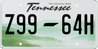 TN license plate Z9964H