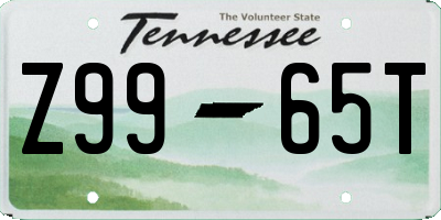 TN license plate Z9965T