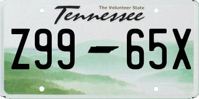 TN license plate Z9965X