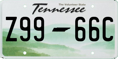 TN license plate Z9966C