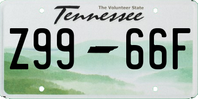 TN license plate Z9966F