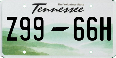 TN license plate Z9966H