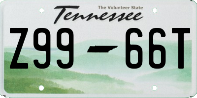 TN license plate Z9966T