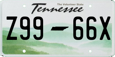 TN license plate Z9966X
