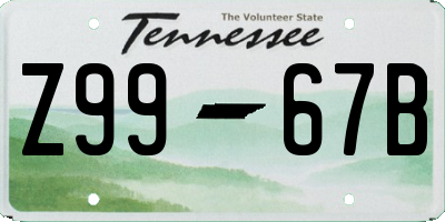 TN license plate Z9967B