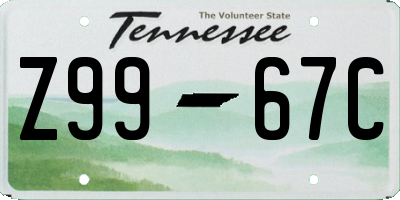 TN license plate Z9967C