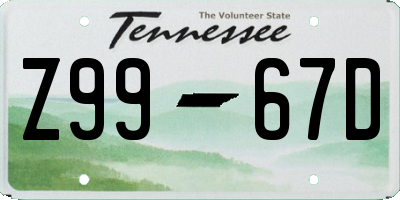 TN license plate Z9967D