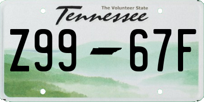 TN license plate Z9967F