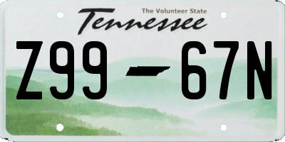 TN license plate Z9967N