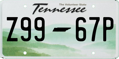 TN license plate Z9967P