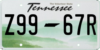 TN license plate Z9967R