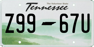 TN license plate Z9967U