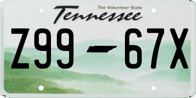 TN license plate Z9967X