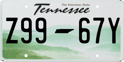 TN license plate Z9967Y