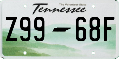 TN license plate Z9968F