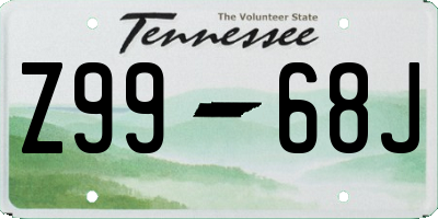 TN license plate Z9968J