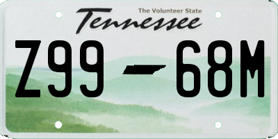 TN license plate Z9968M