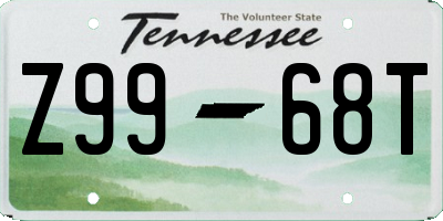 TN license plate Z9968T