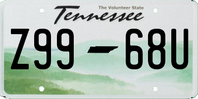 TN license plate Z9968U