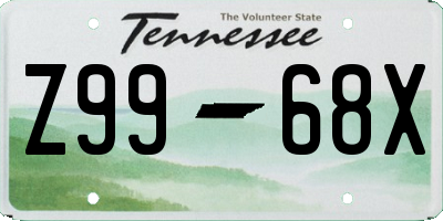 TN license plate Z9968X