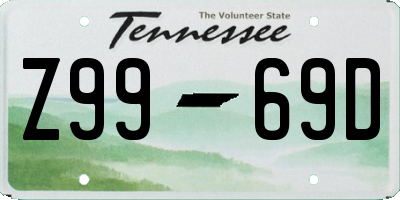 TN license plate Z9969D