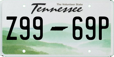 TN license plate Z9969P