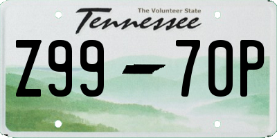 TN license plate Z9970P