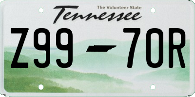 TN license plate Z9970R