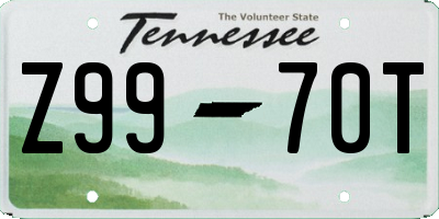 TN license plate Z9970T