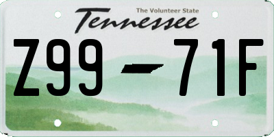 TN license plate Z9971F