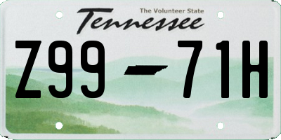 TN license plate Z9971H