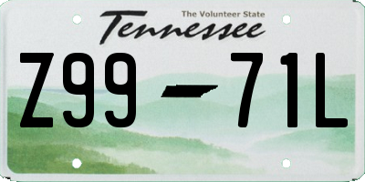 TN license plate Z9971L