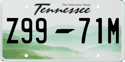 TN license plate Z9971M