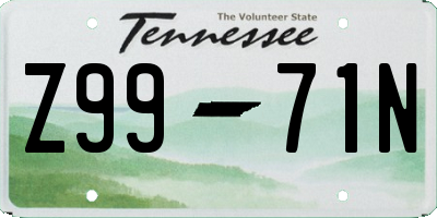 TN license plate Z9971N