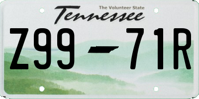 TN license plate Z9971R