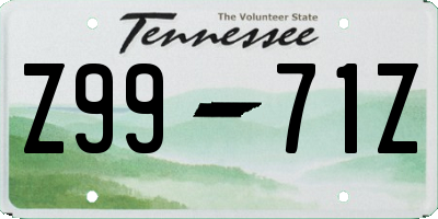 TN license plate Z9971Z