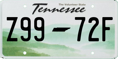 TN license plate Z9972F