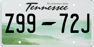 TN license plate Z9972J