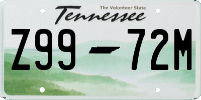 TN license plate Z9972M