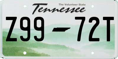TN license plate Z9972T