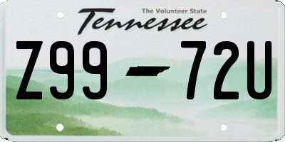 TN license plate Z9972U