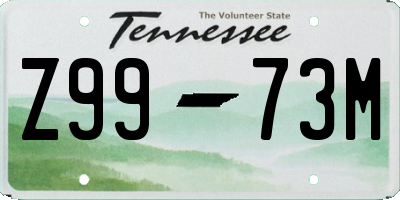 TN license plate Z9973M