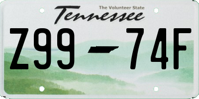 TN license plate Z9974F