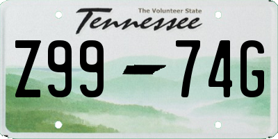 TN license plate Z9974G