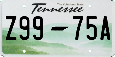 TN license plate Z9975A