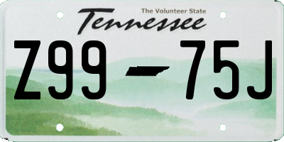 TN license plate Z9975J