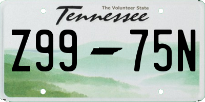 TN license plate Z9975N